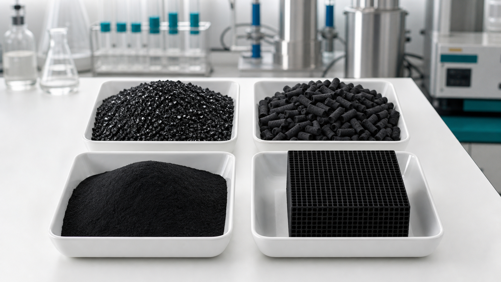 Activated carbon product samples for export