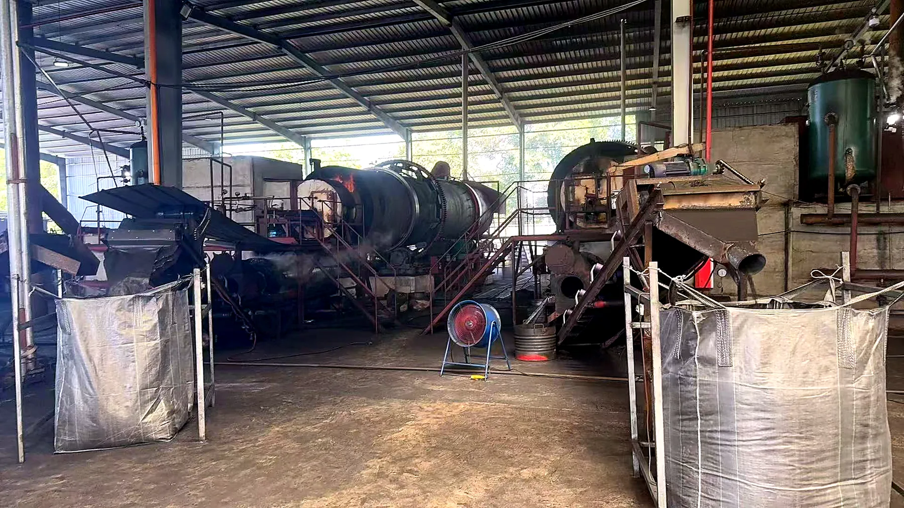 Activated carbon production workshop bulk bag loading