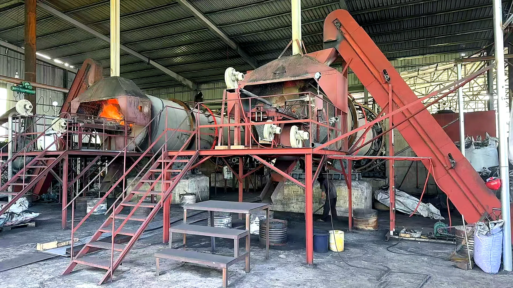 Impregnated activated carbon rotary kiln conveyor line